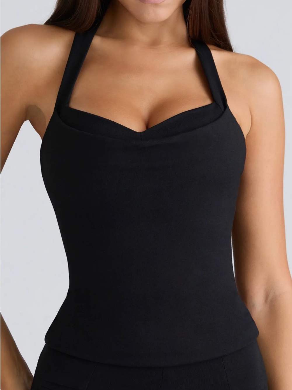 House of CB Black Halter Sweetheart Camisole